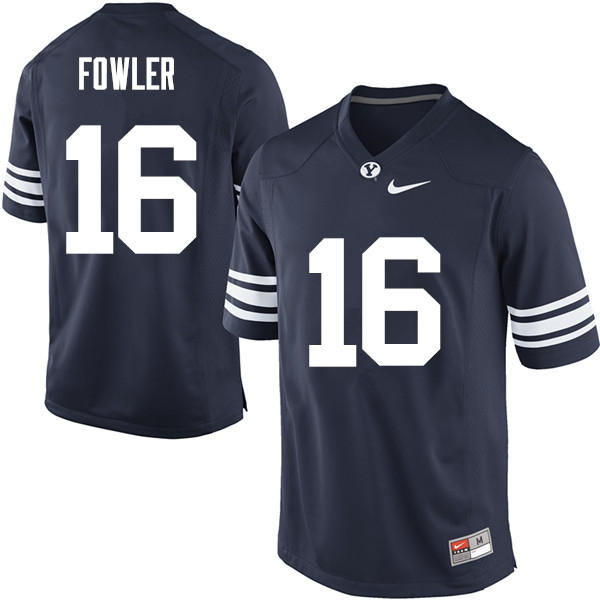 Men #16 Gavin Fowler BYU Cougars College Football Jerseys Sale-Navy - Click Image to Close